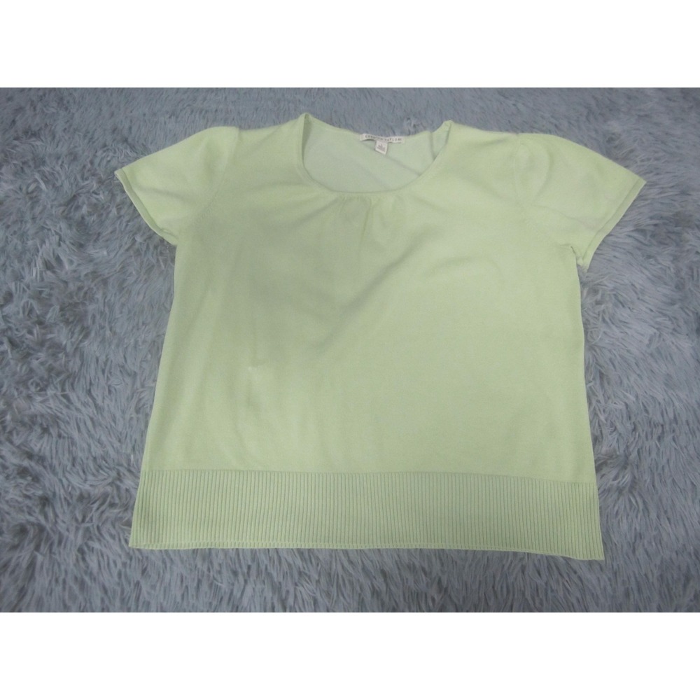 Carolyn Taylor Sweater Womens Large Green Cotton Blend Short Sleeve‎ Knit Top